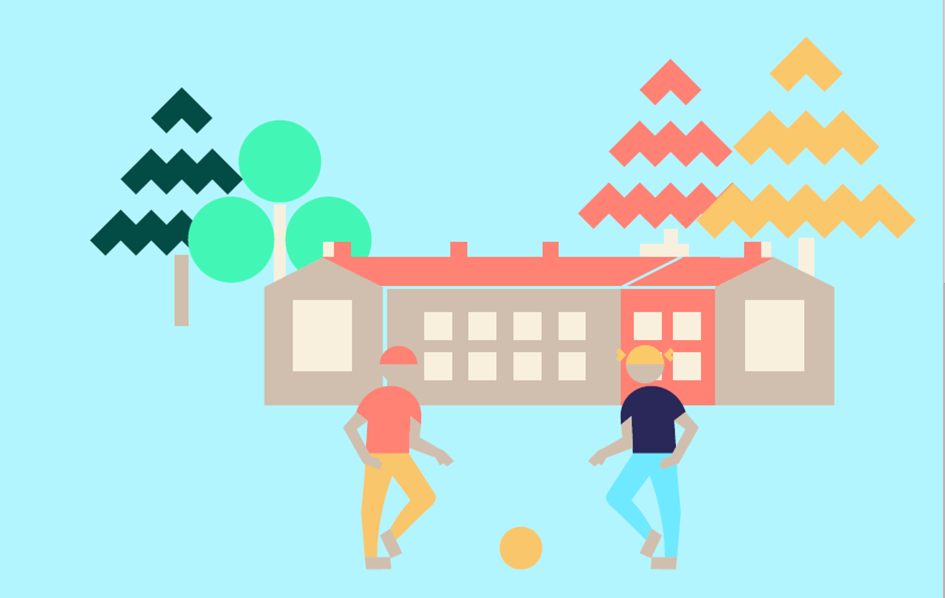 Illustrasjon skolegård - Oslo