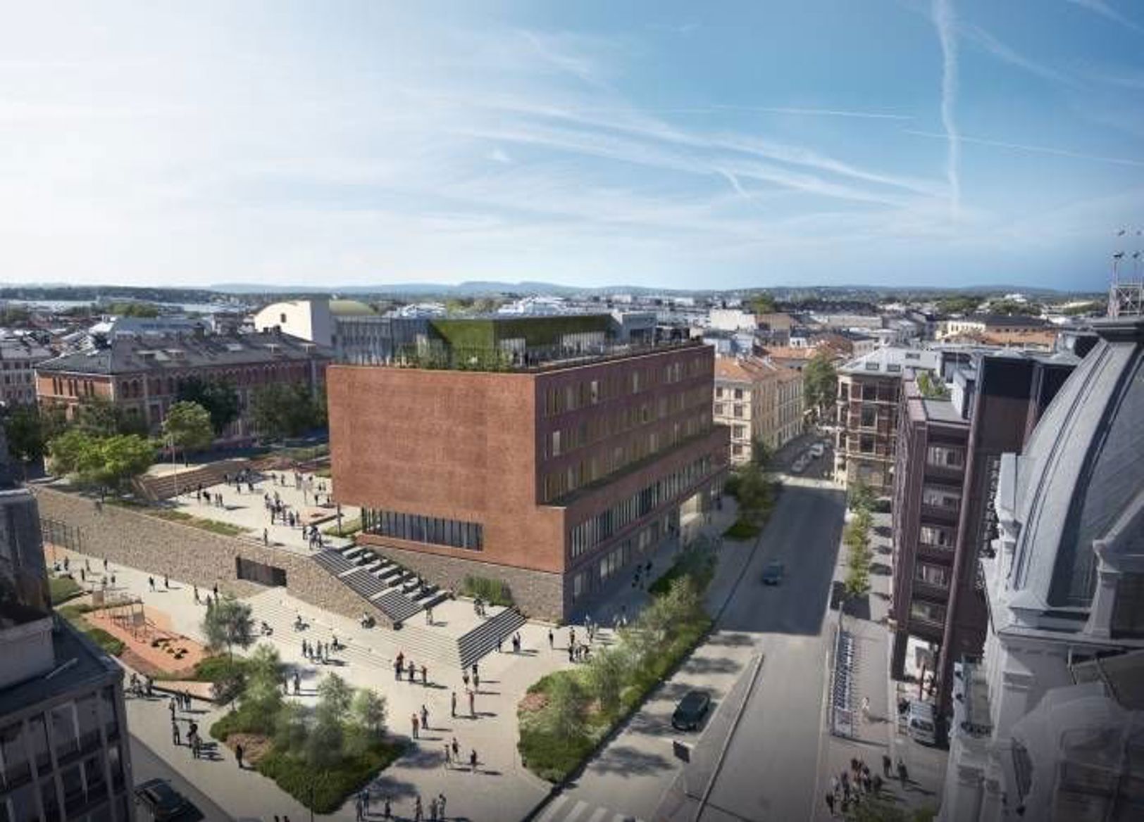 En by med bygninger og gater En by med bygninger og gater